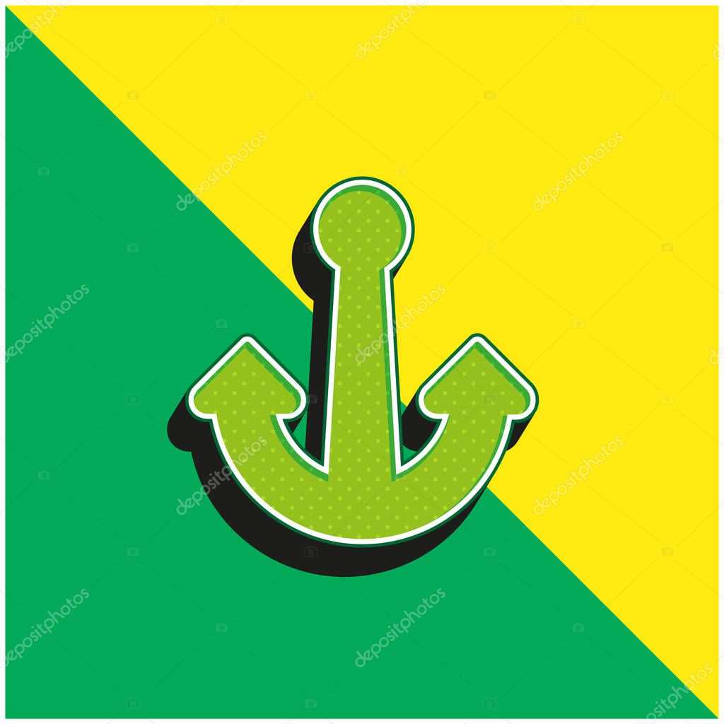 Boat Anchor Green and yellow modern 3d vector icon logo