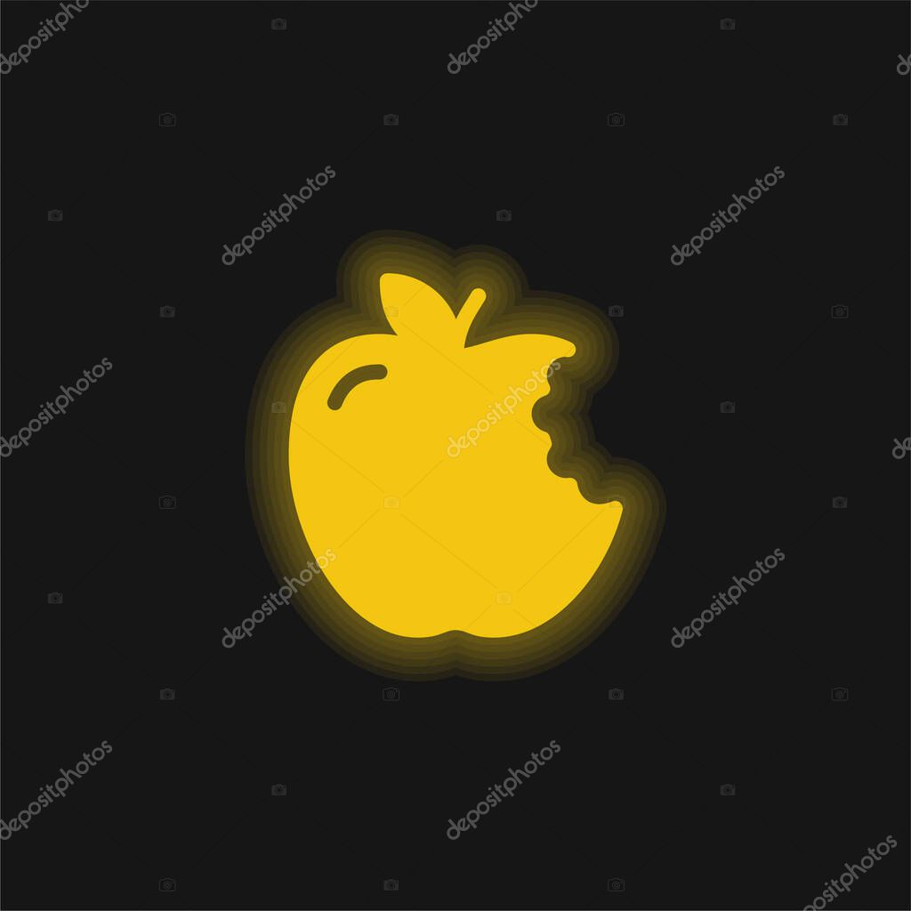 Apple yellow glowing neon icon