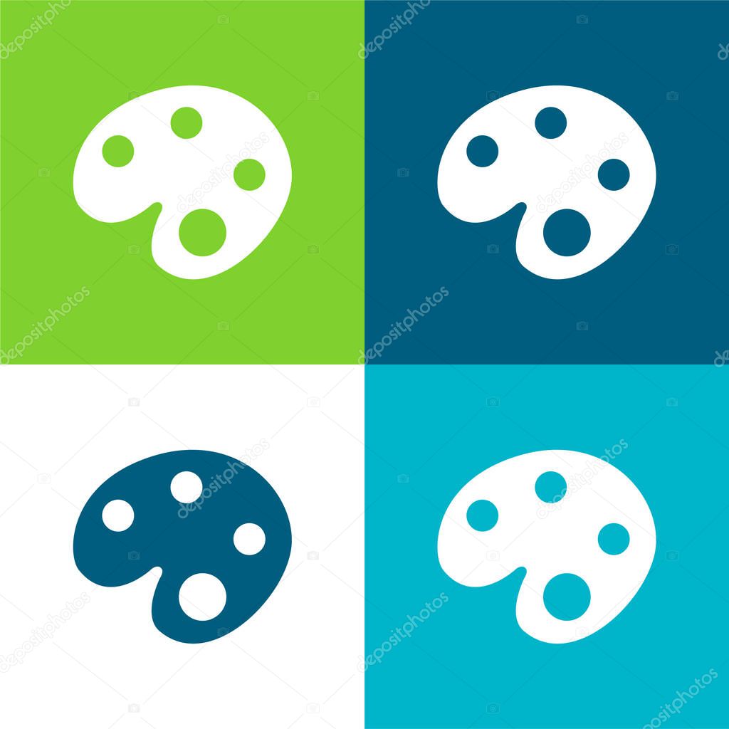 Artist Paint Palette Flat four color minimal icon set