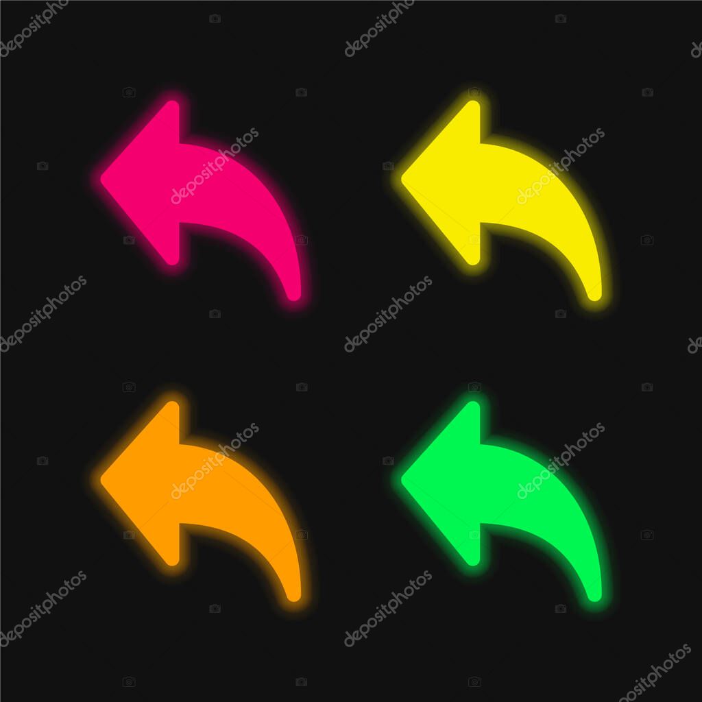 Back Arrow four color glowing neon vector icon