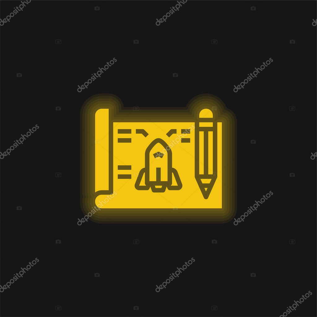 Blueprint yellow glowing neon icon