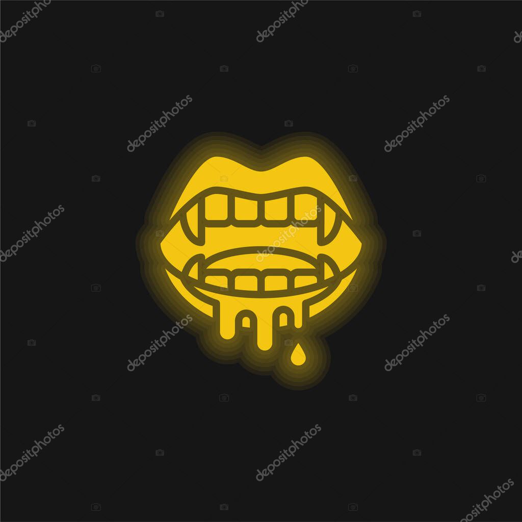 Bloody yellow glowing neon icon