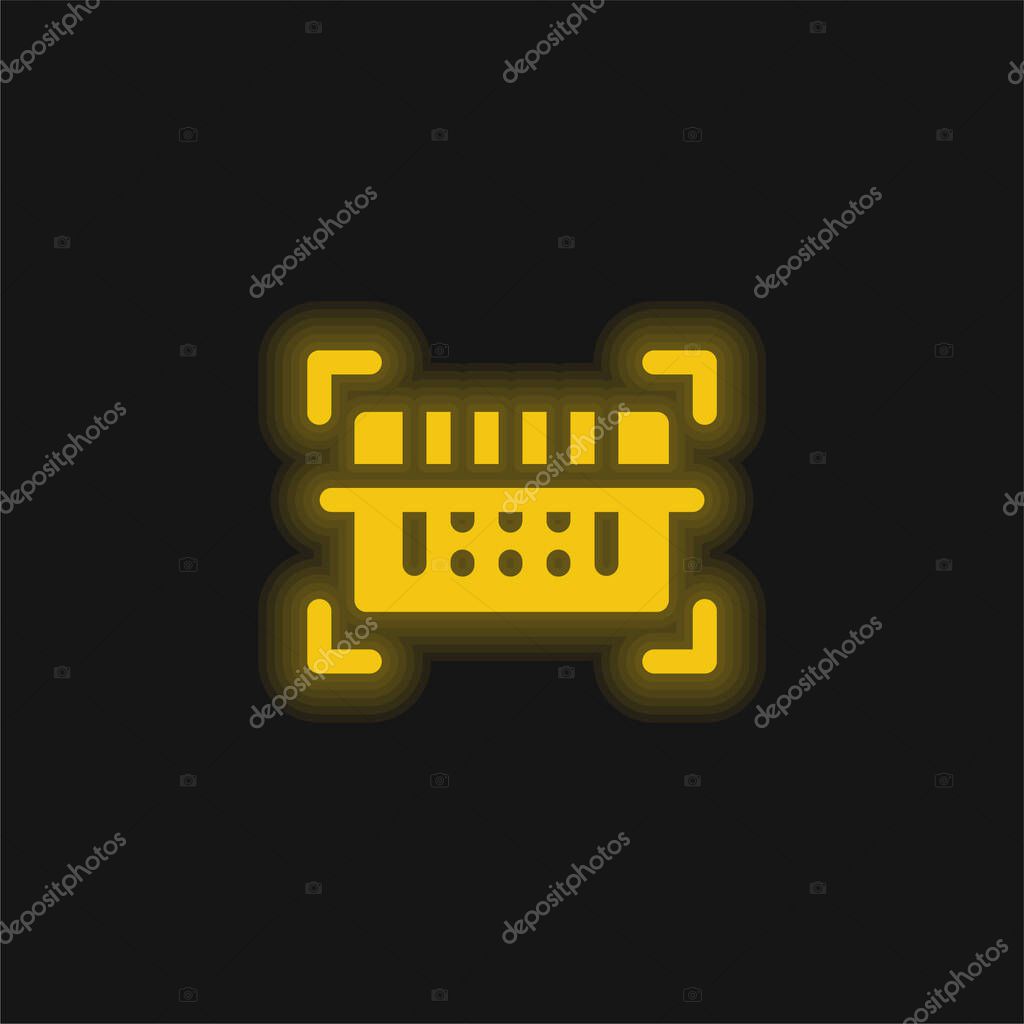 Barcode Scanner yellow glowing neon icon