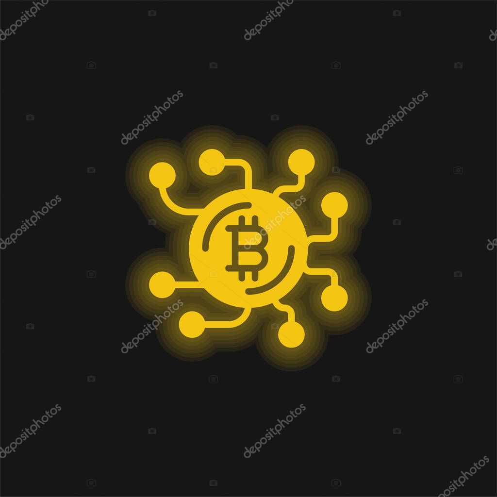 Bitcoin yellow glowing neon icon