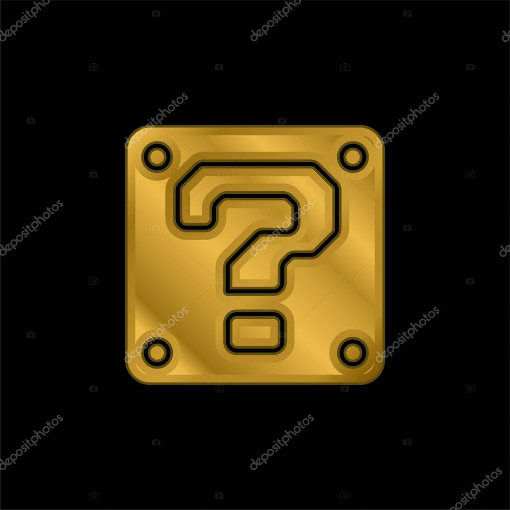 Block gold plated metalic icon or logo vector
