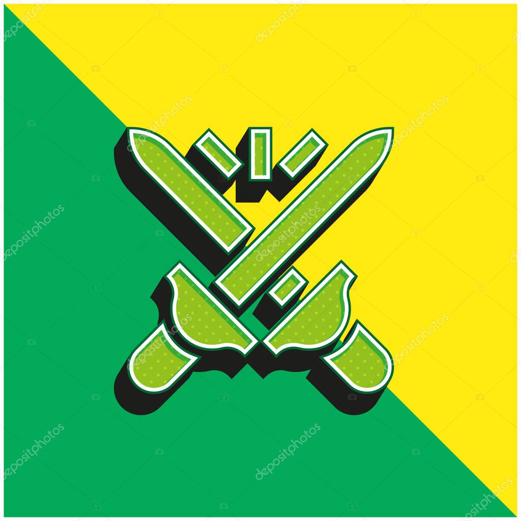 Battle Green and yellow modern 3d vector icon logo
