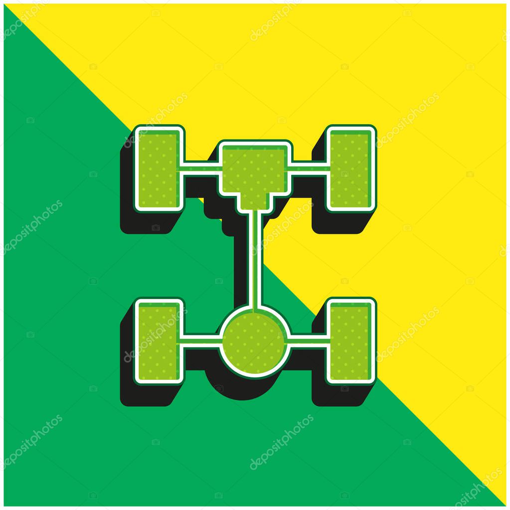 Axle Green and yellow modern 3d vector icon logo