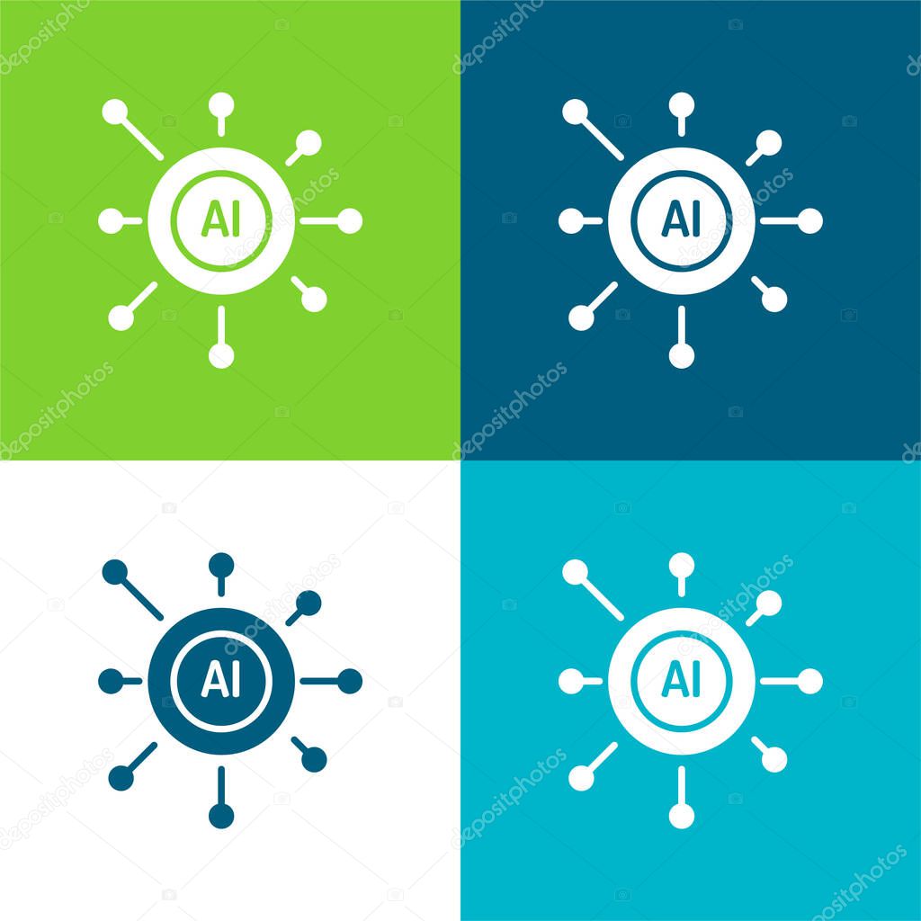 Artificial Intelligence Flat four color minimal icon set