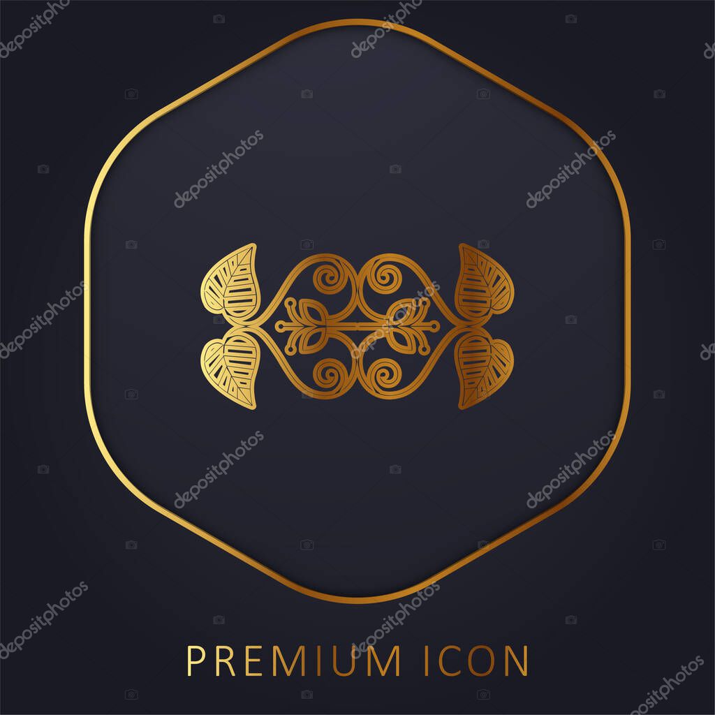 Beautiful Floral Design golden line premium logo or icon