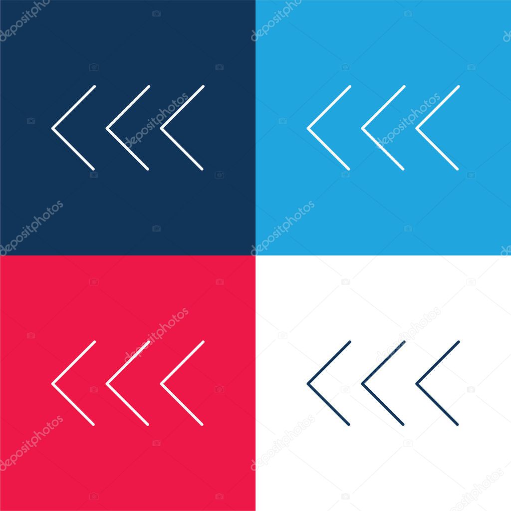 Arrowheads Pointing To The Left blue and red four color minimal icon set