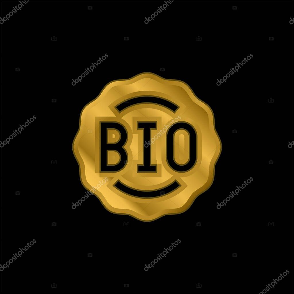 Bio gold plated metalic icon or logo vector