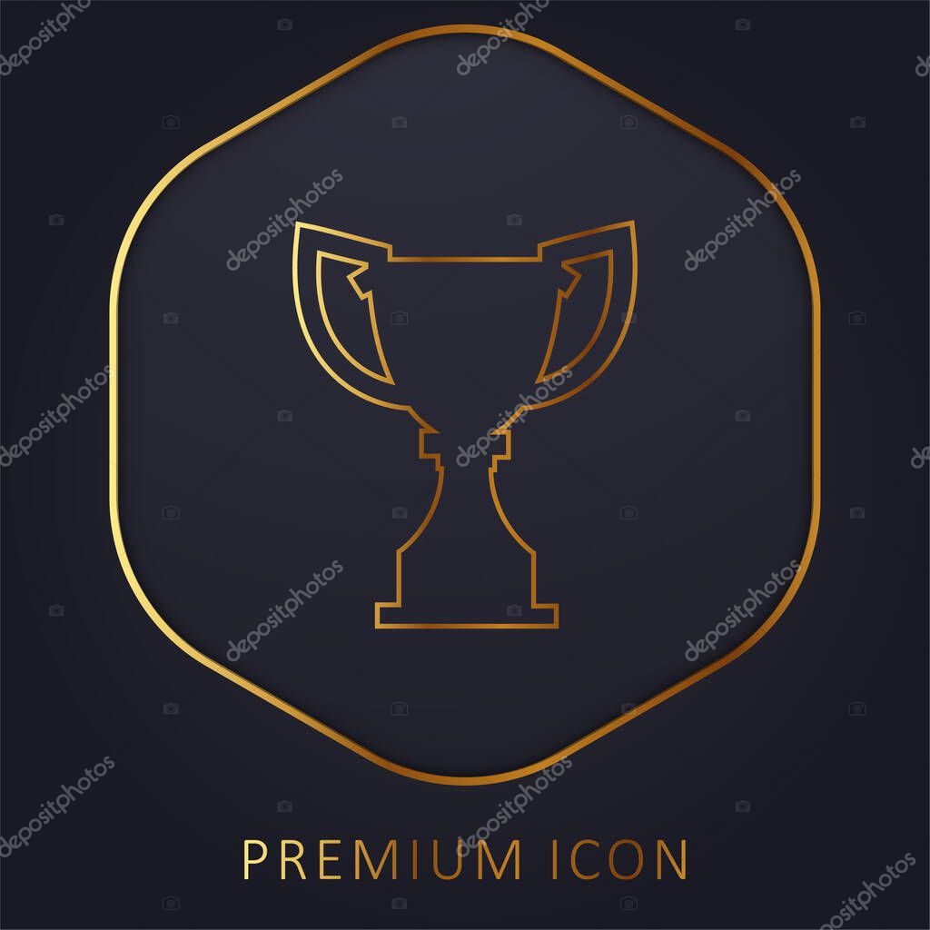 Award Trophy Silhouette golden line premium logo or icon
