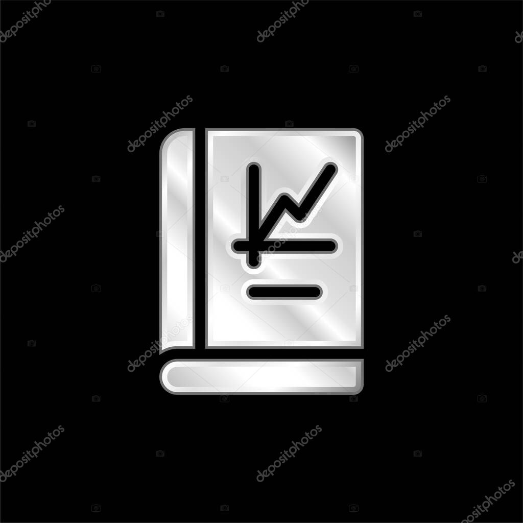 Book silver plated metallic icon