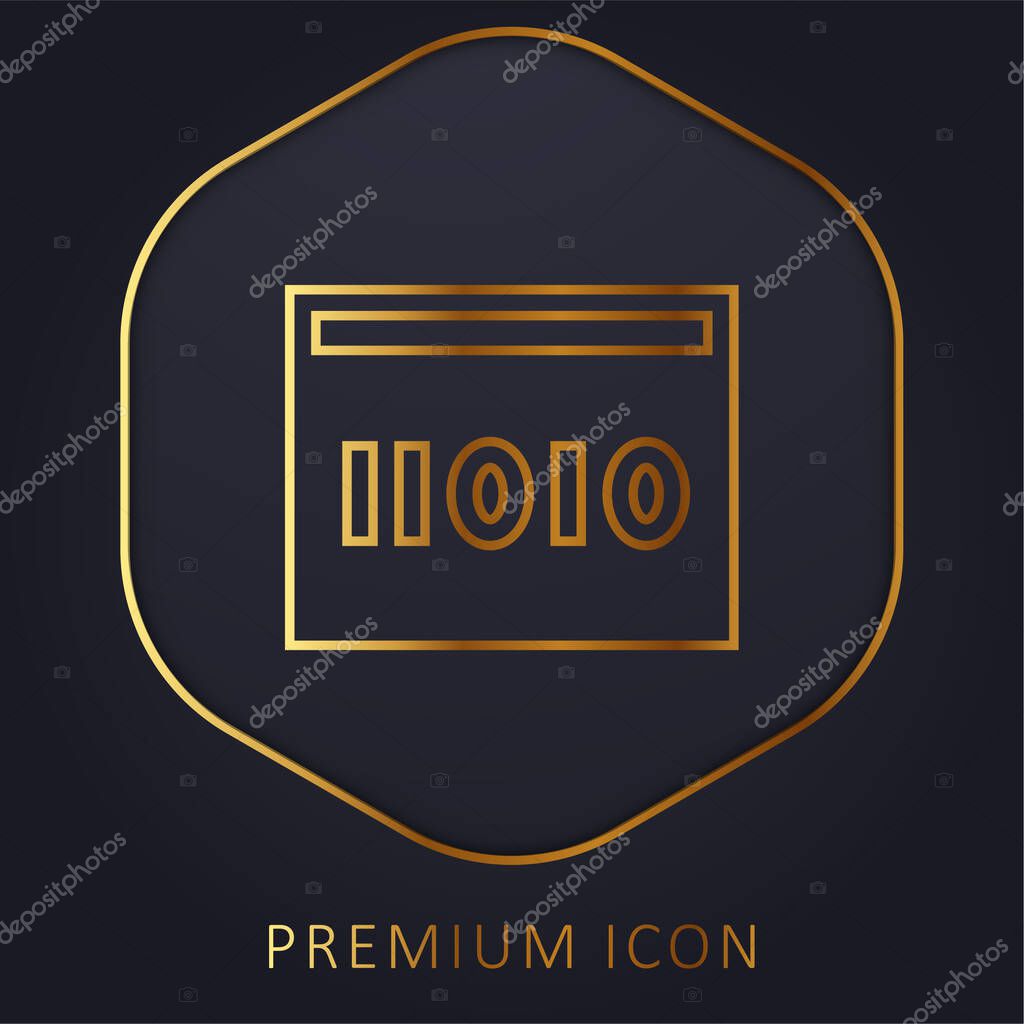 Binary Code golden line premium logo or icon