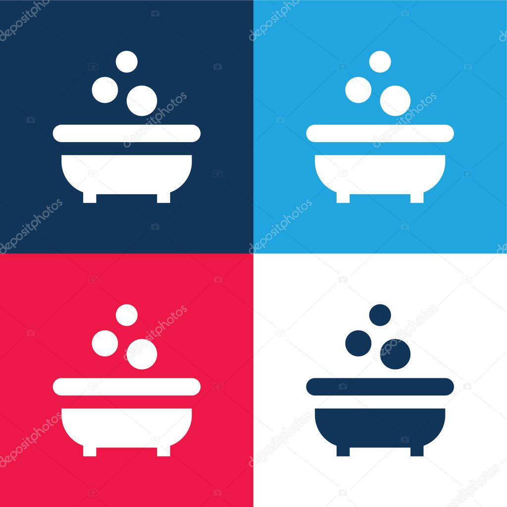 Bathtub blue and red four color minimal icon set