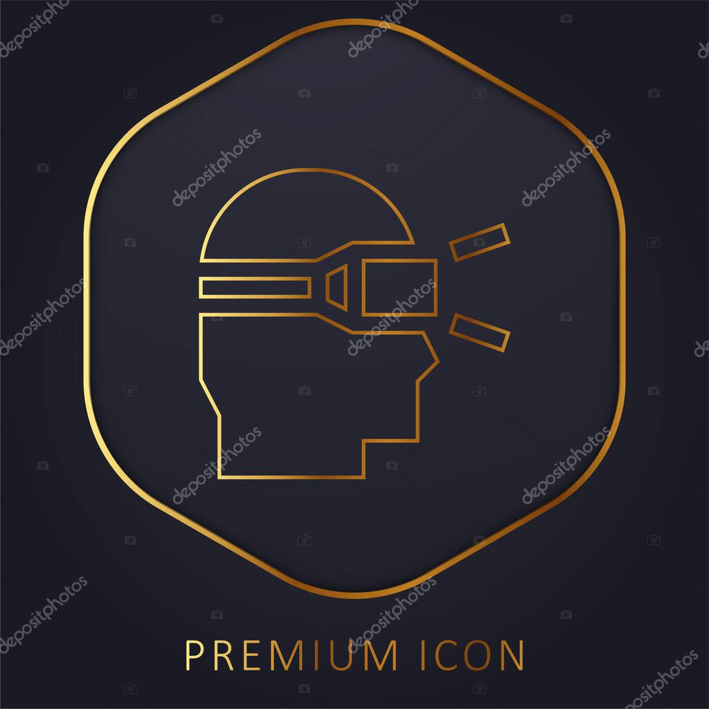 Augmented Reality golden line premium logo or icon