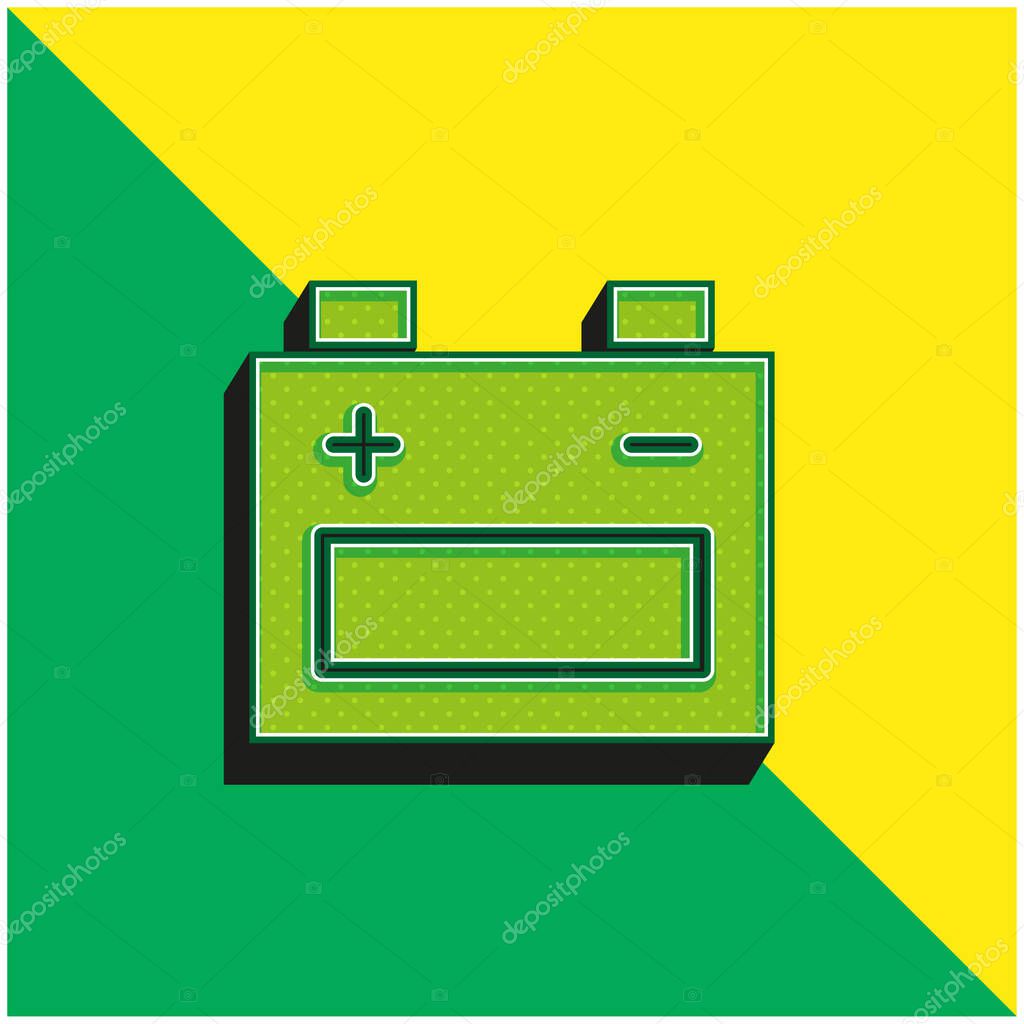 Battery Green and yellow modern 3d vector icon logo