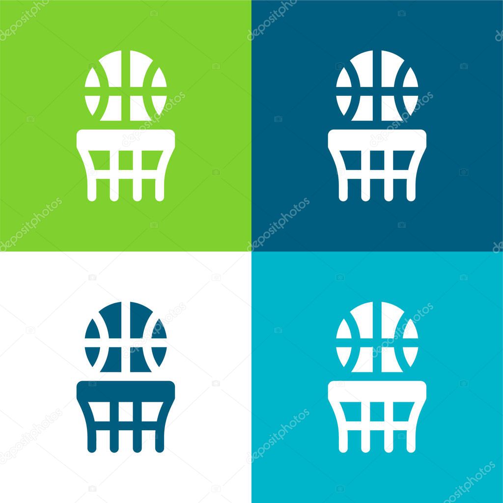 Basketball Flat four color minimal icon set