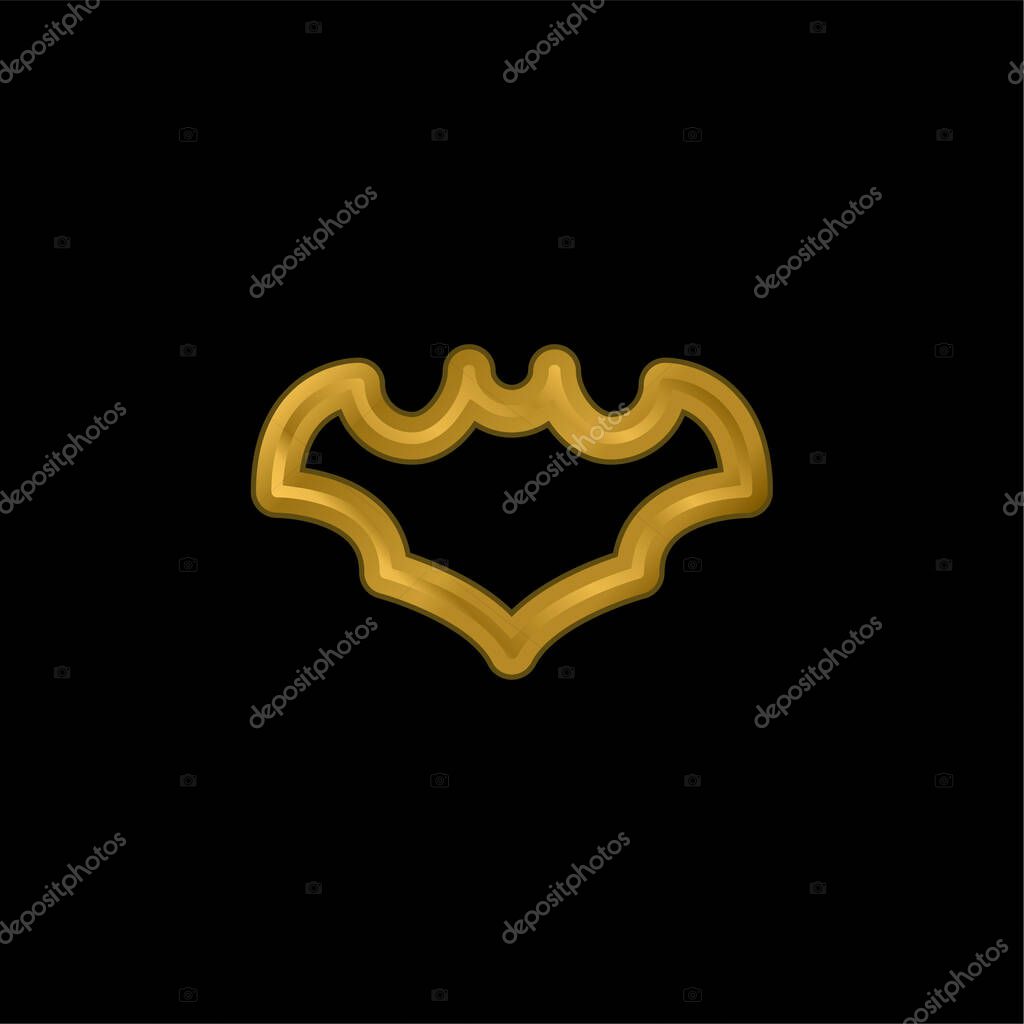 Bat gold plated metalic icon or logo vector