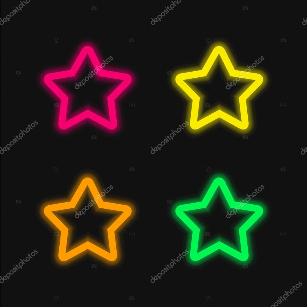 1 Star four color glowing neon vector icon