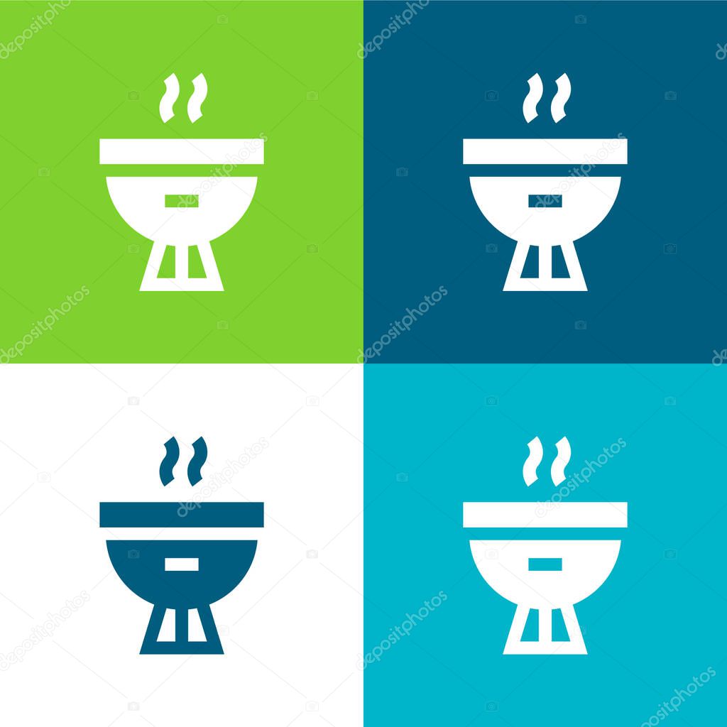 Bbq Flat four color minimal icon set