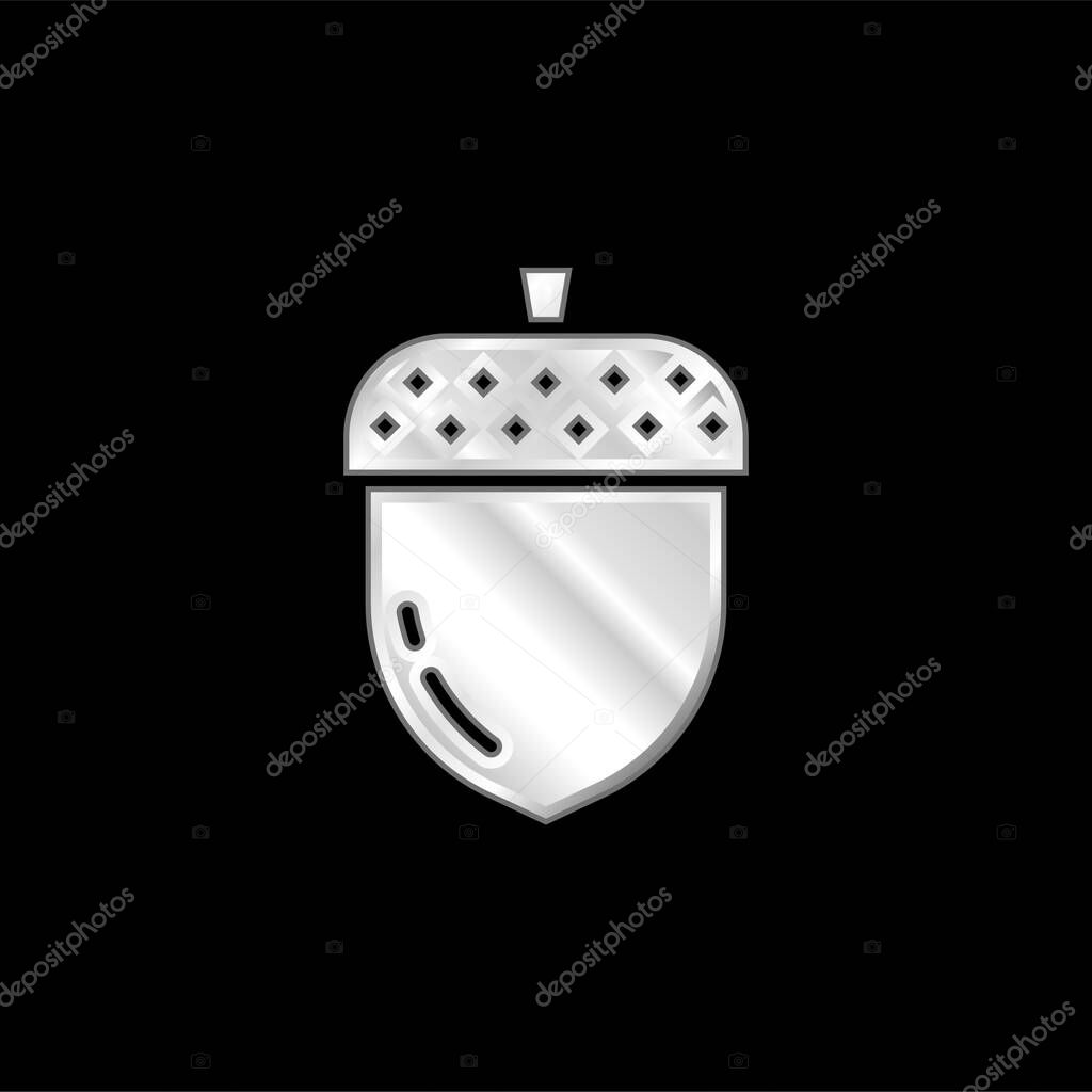 Acorn silver plated metallic icon