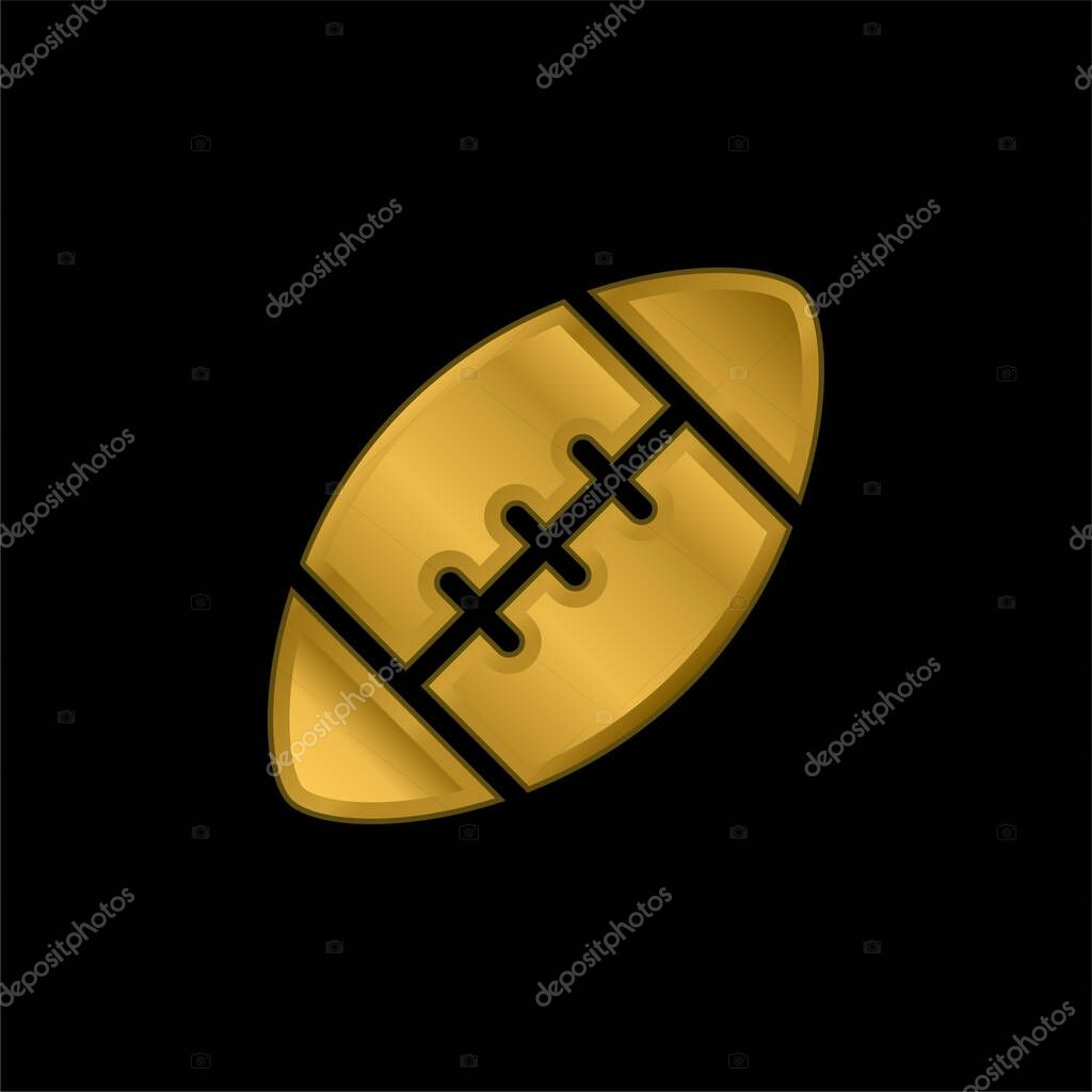 American Football gold plated metalic icon or logo vector