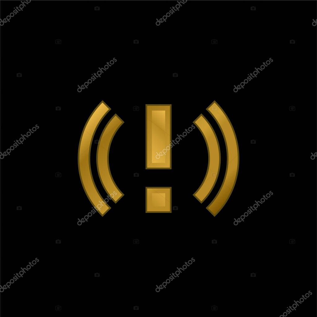 Alert gold plated metalic icon or logo vector