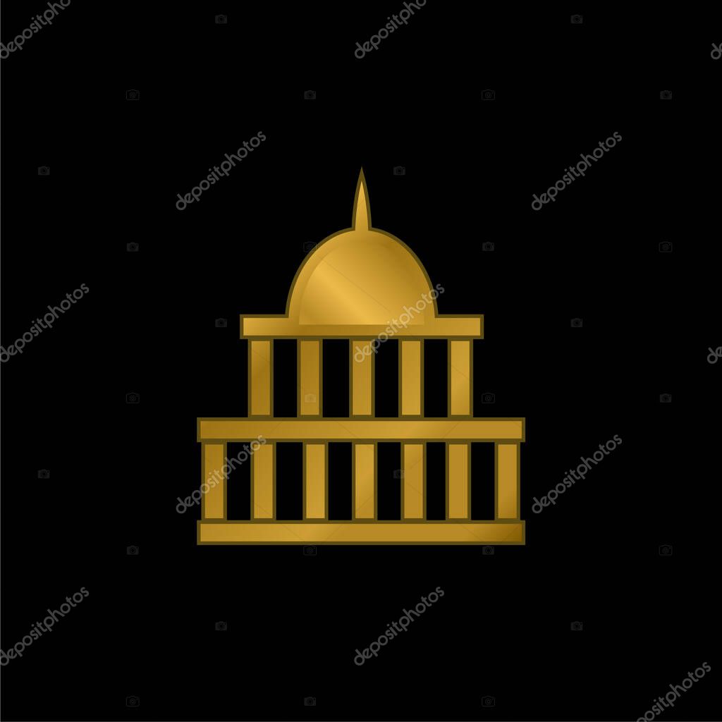 American Government Building gold plated metalic icon or logo vector