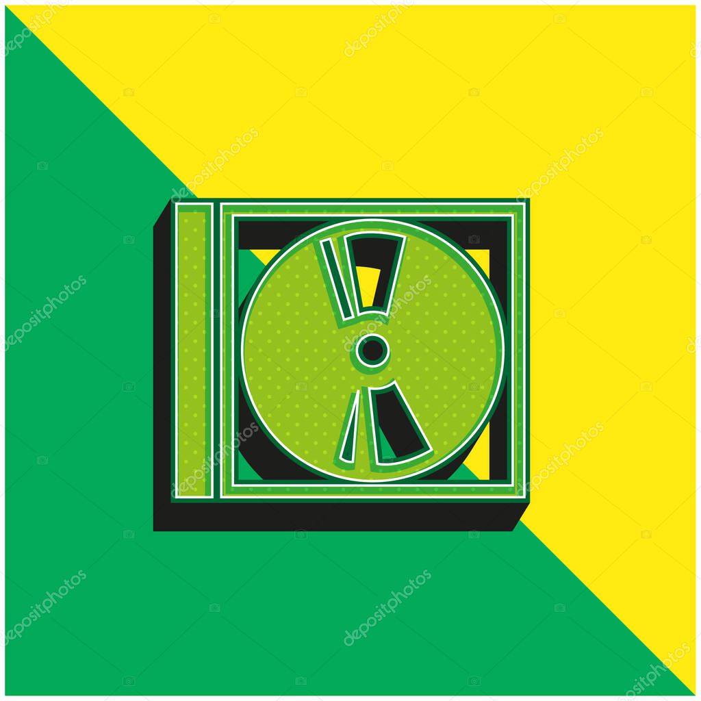 Audio Disc With Case Green and yellow modern 3d vector icon logo