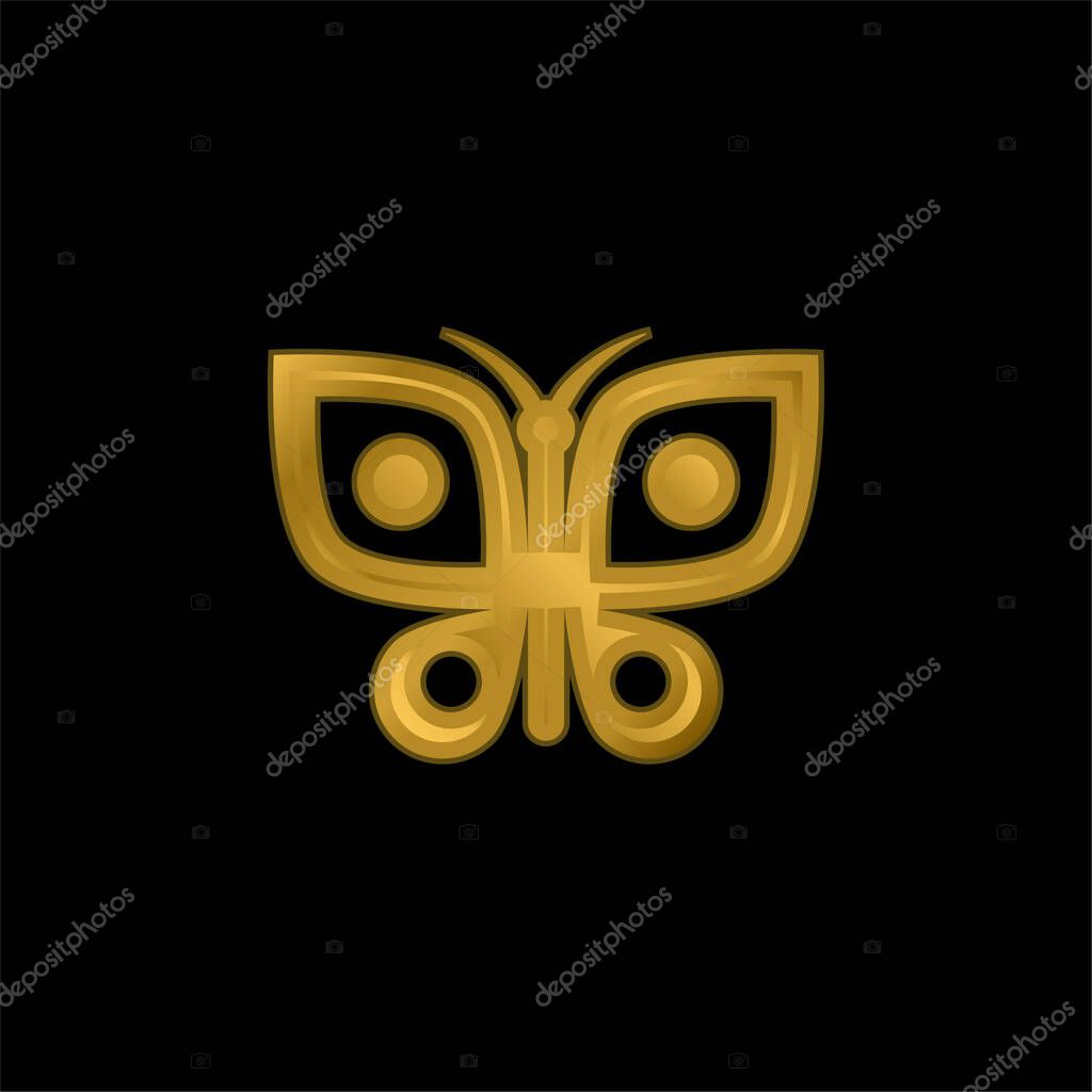 Big Butterfly gold plated metalic icon or logo vector