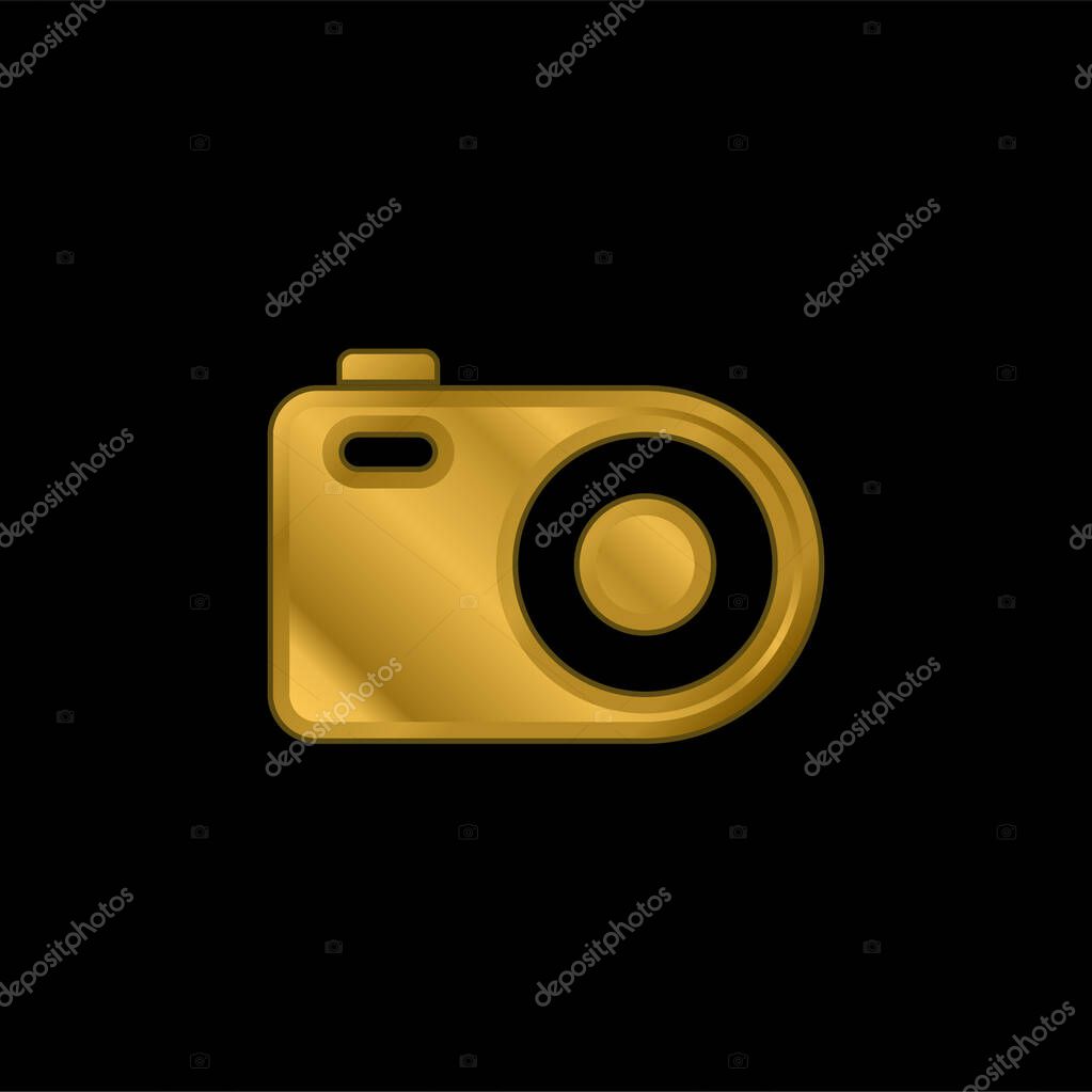 Analogical Photo Camera gold plated metalic icon or logo vector