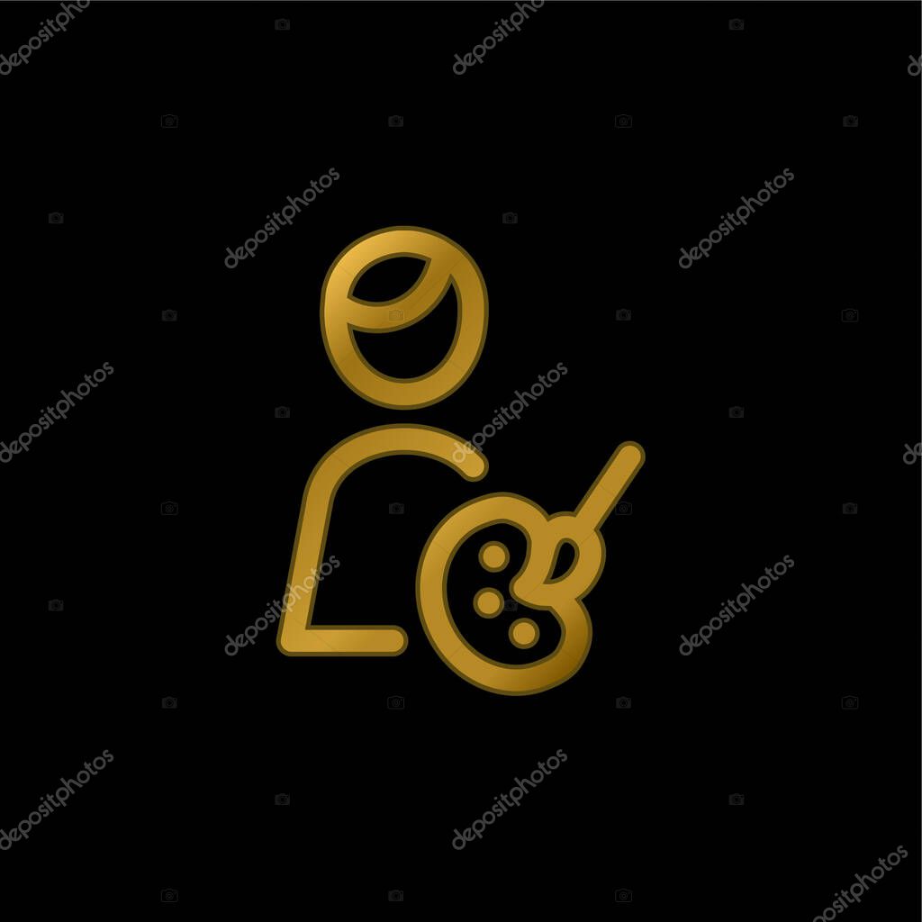 Artist gold plated metalic icon or logo vector