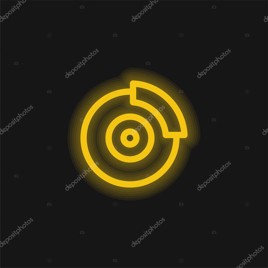 Brake Disc yellow glowing neon icon