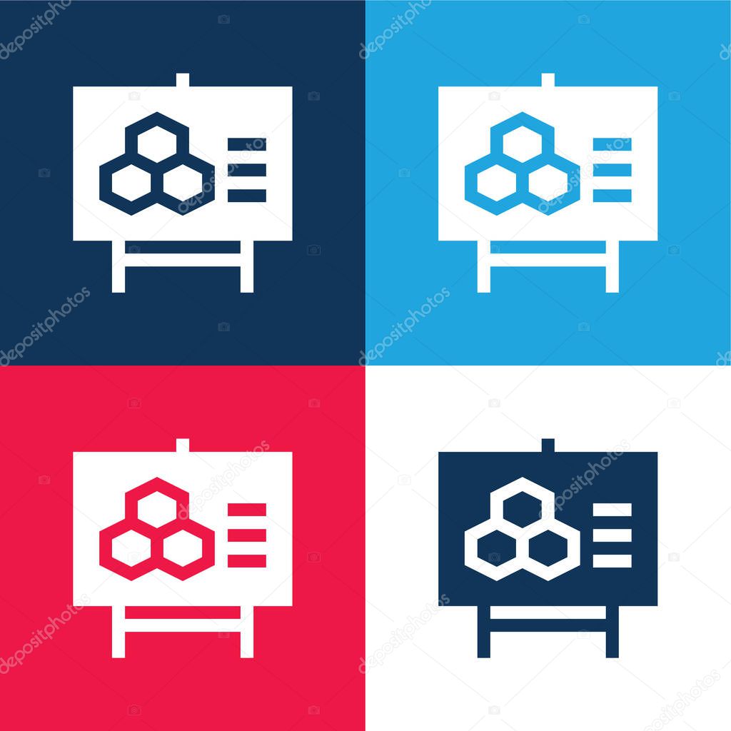 Biology blue and red four color minimal icon set