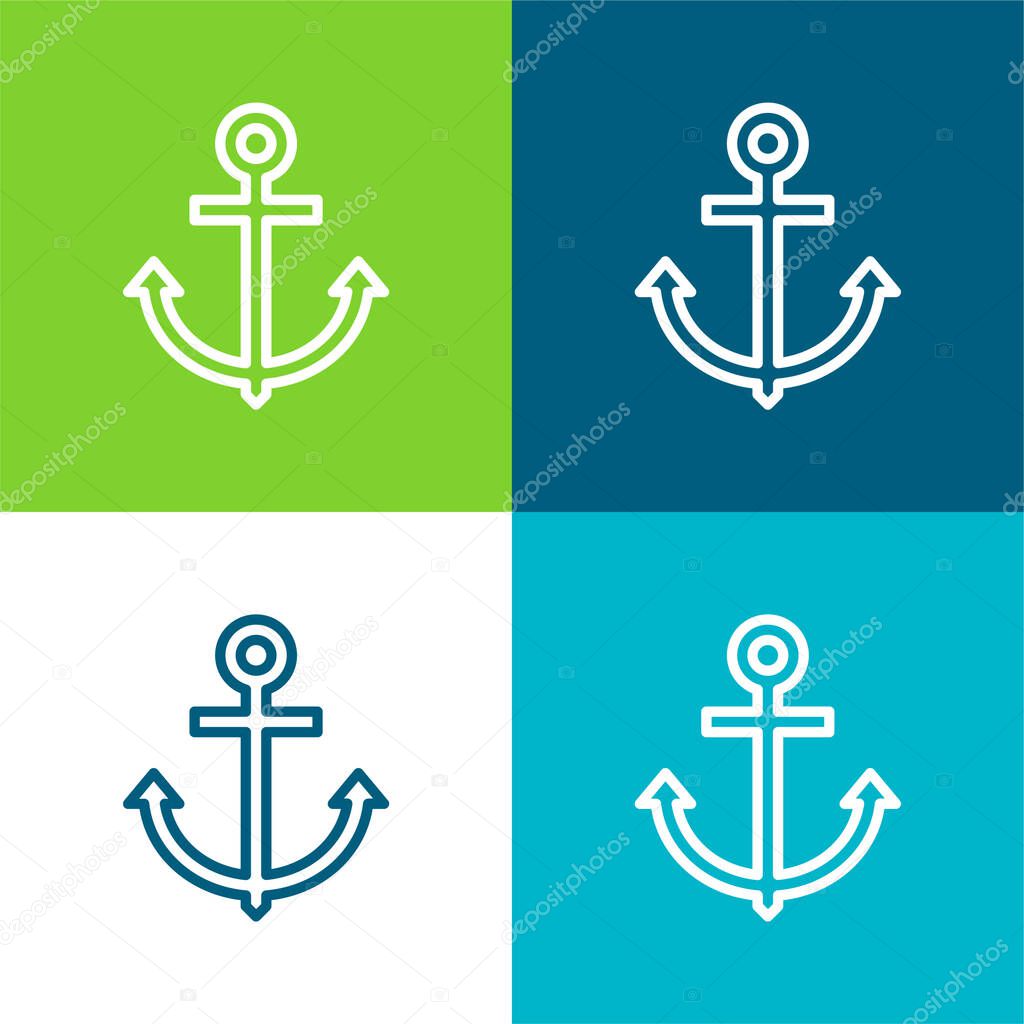 Anchor Flat four color minimal icon set