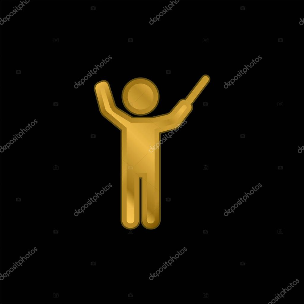 Bandmaster gold plated metalic icon or logo vector