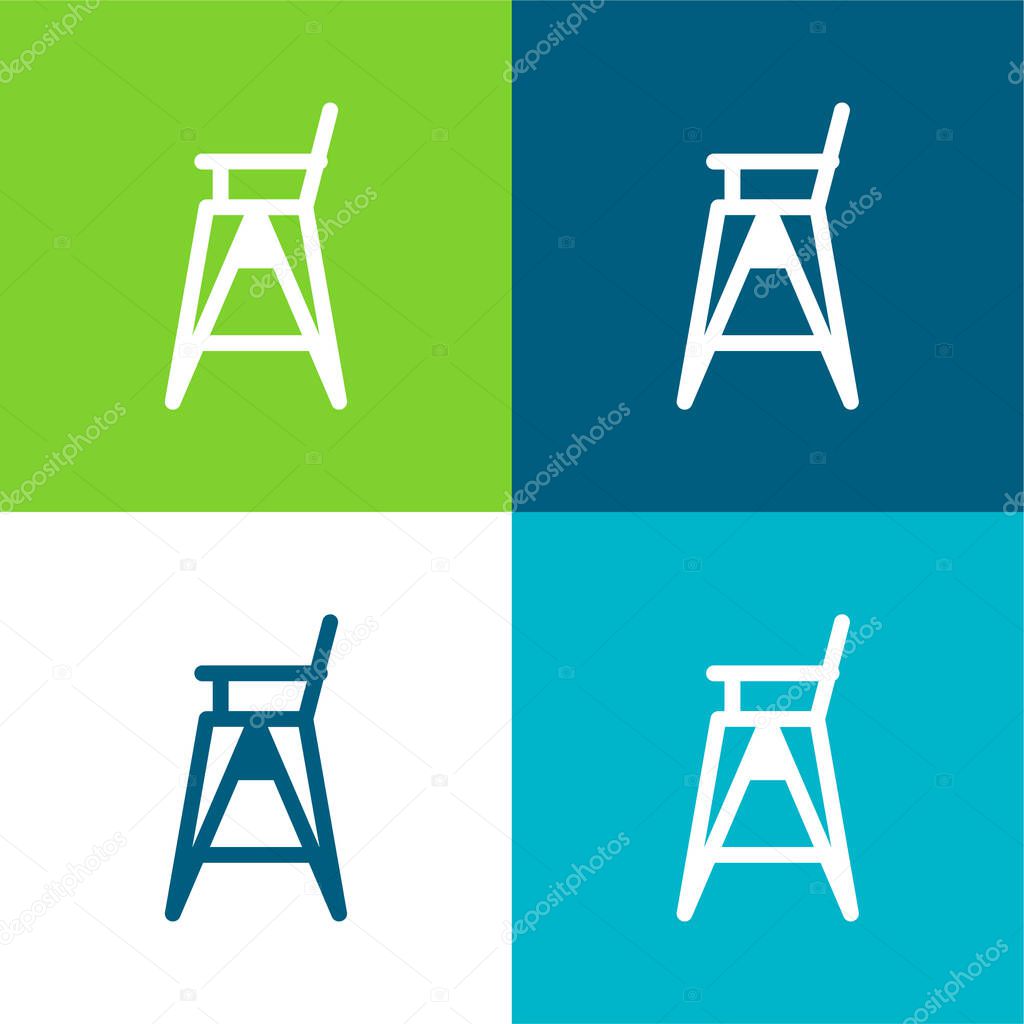Baby Chair Flat four color minimal icon set