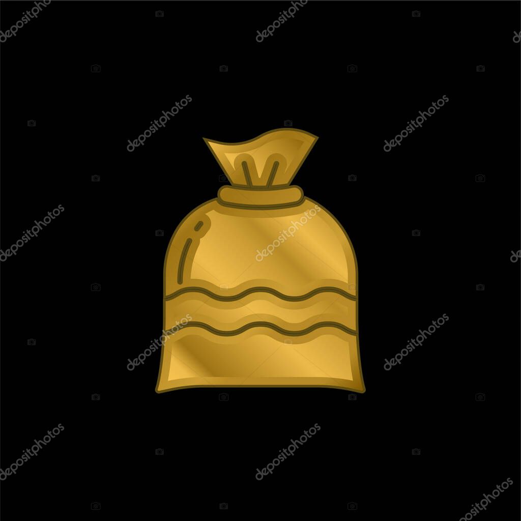 Bag gold plated metalic icon or logo vector