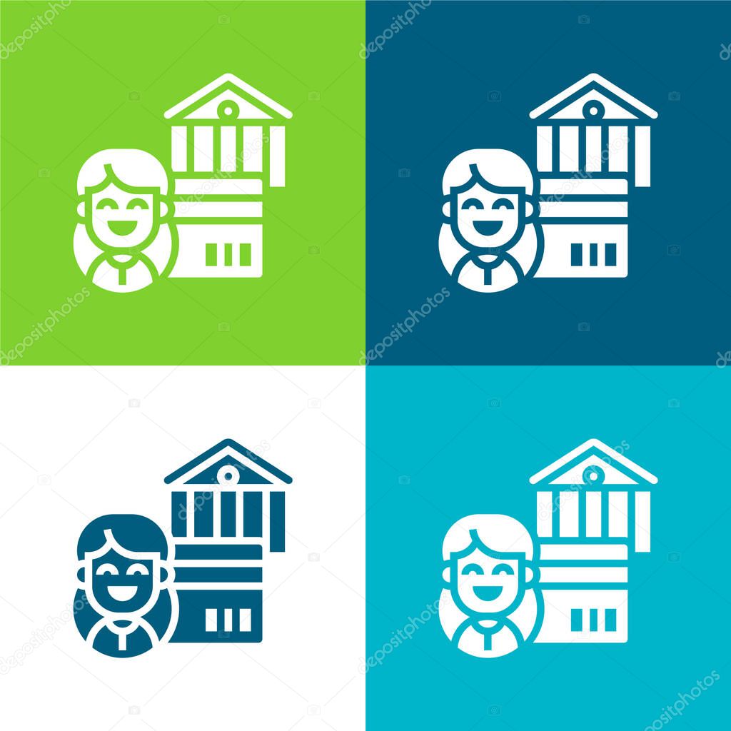 Account Flat four color minimal icon set