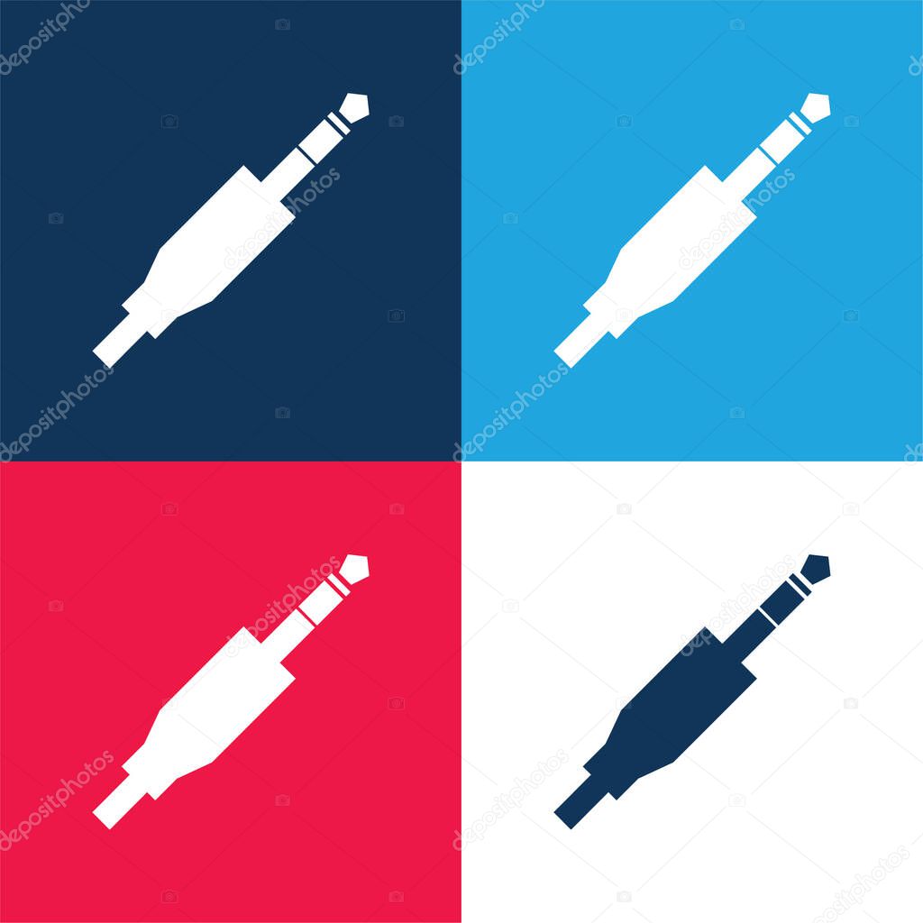 Audio Jack Connector blue and red four color minimal icon set
