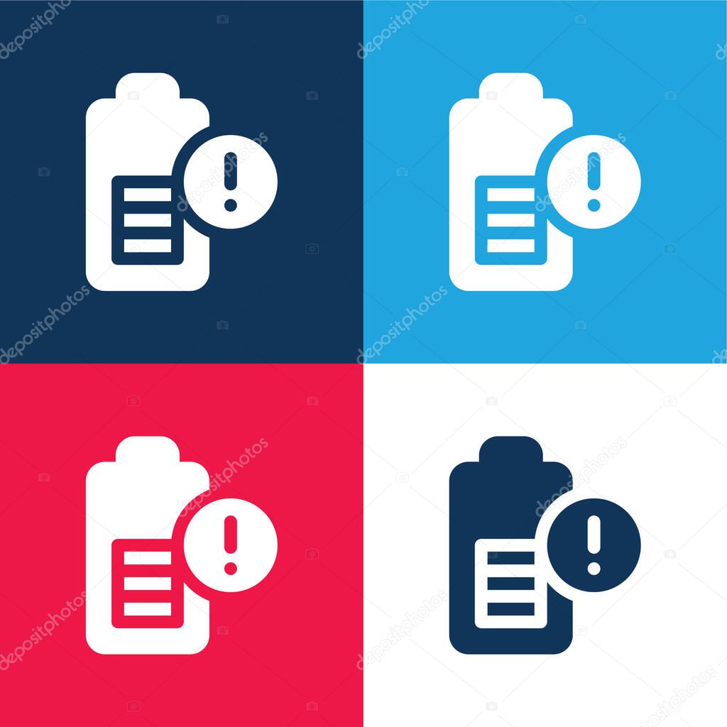 Battery Level blue and red four color minimal icon set