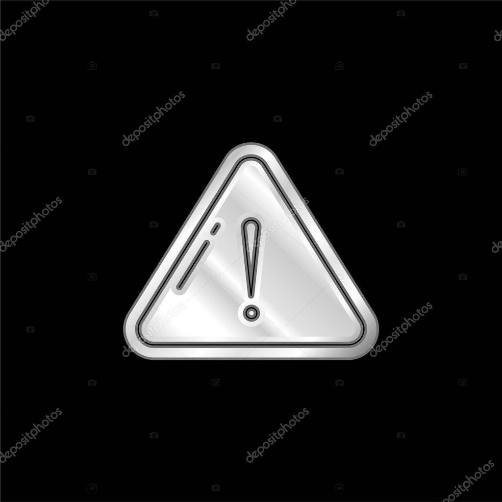 Alert silver plated metallic icon