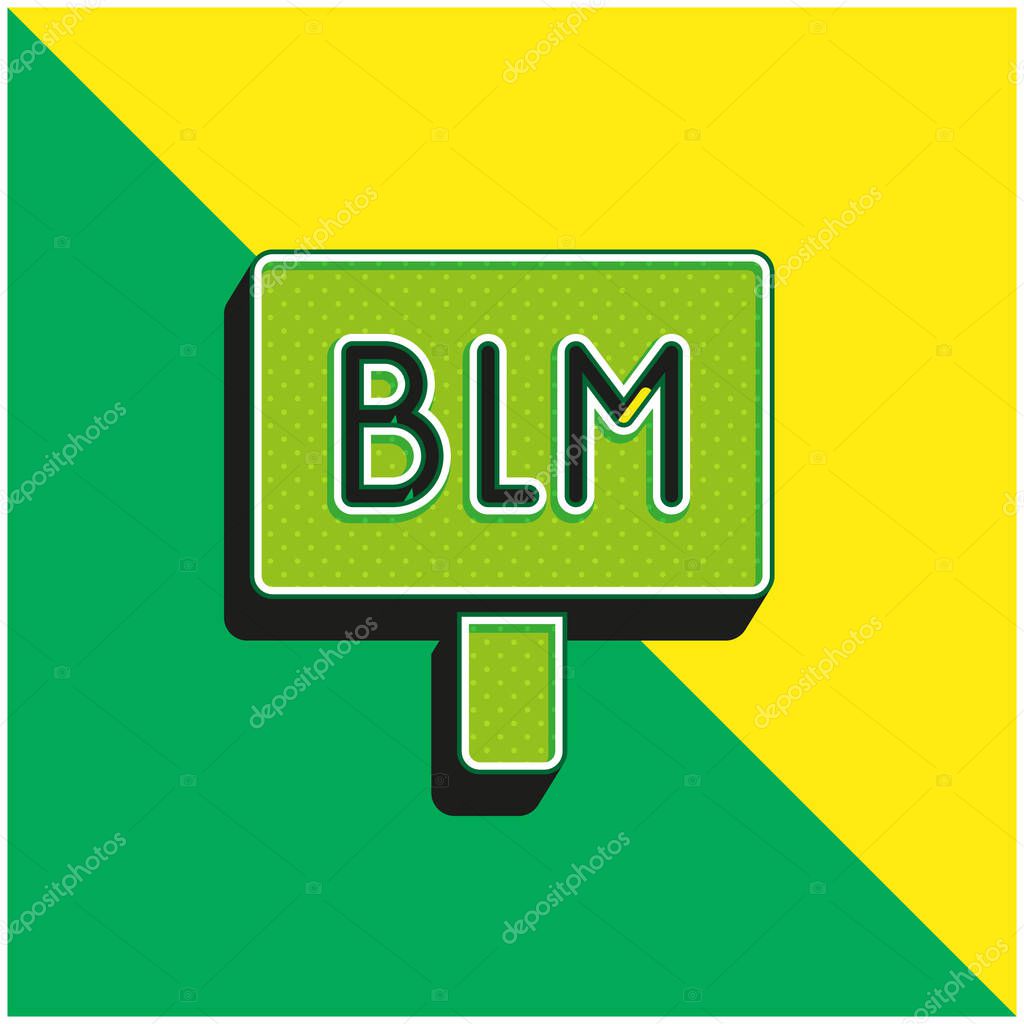 Black Lives Matter Green and yellow modern 3d vector icon logo