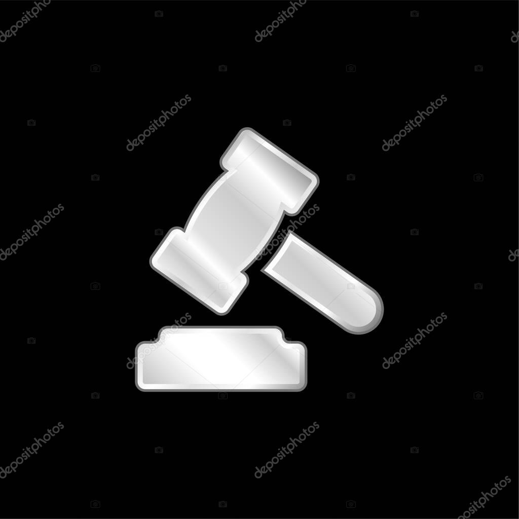Auction silver plated metallic icon