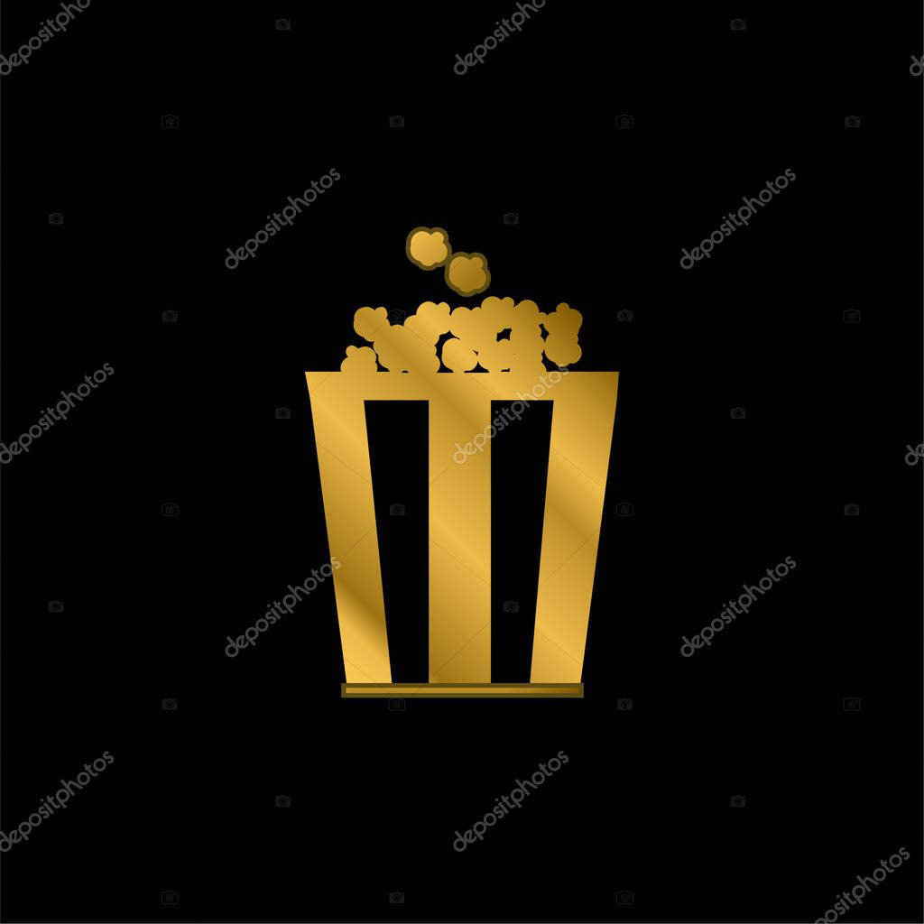Box Of Popcorn gold plated metalic icon or logo vector
