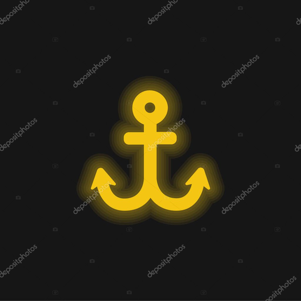 Boat Anchor yellow glowing neon icon