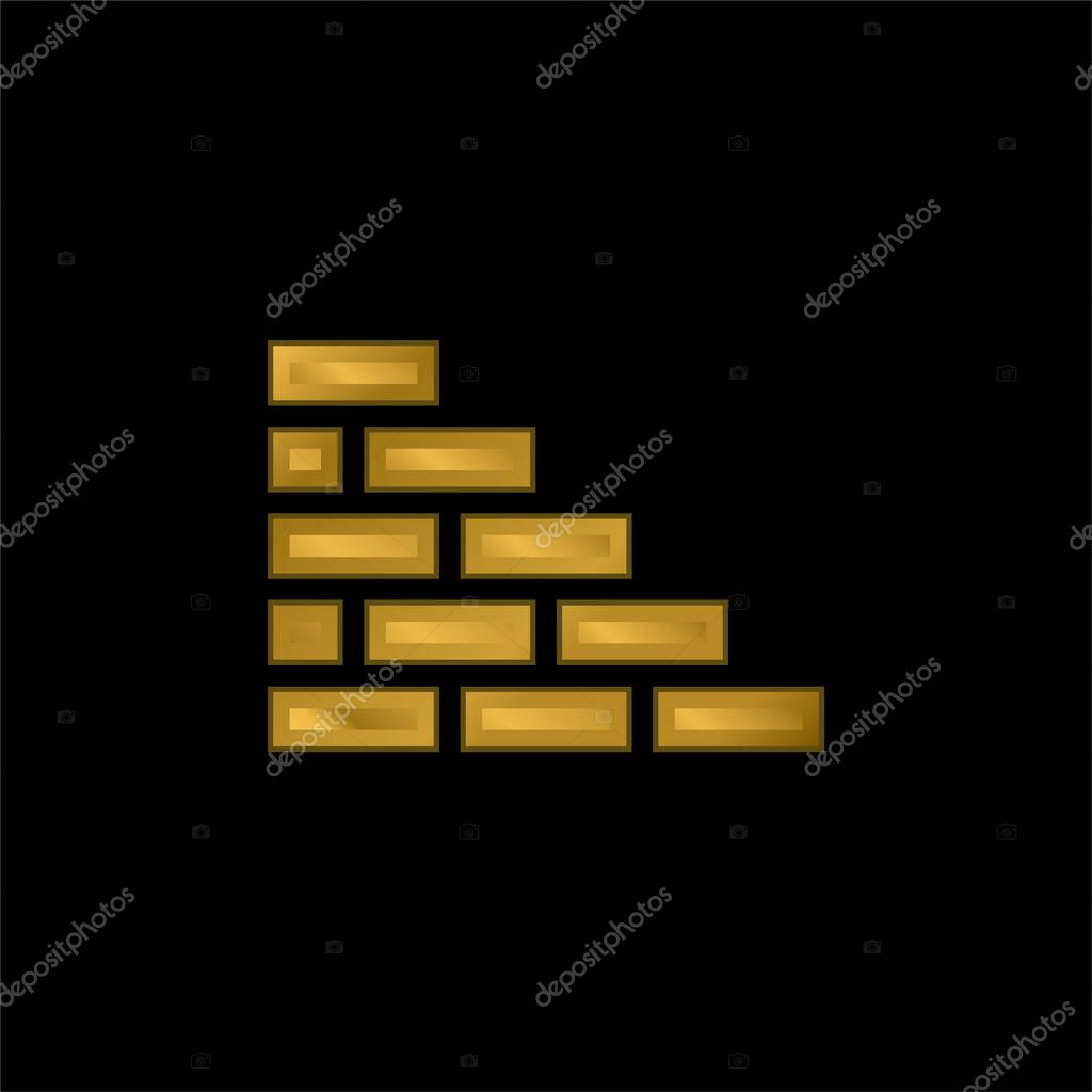 Brickwall gold plated metalic icon or logo vector