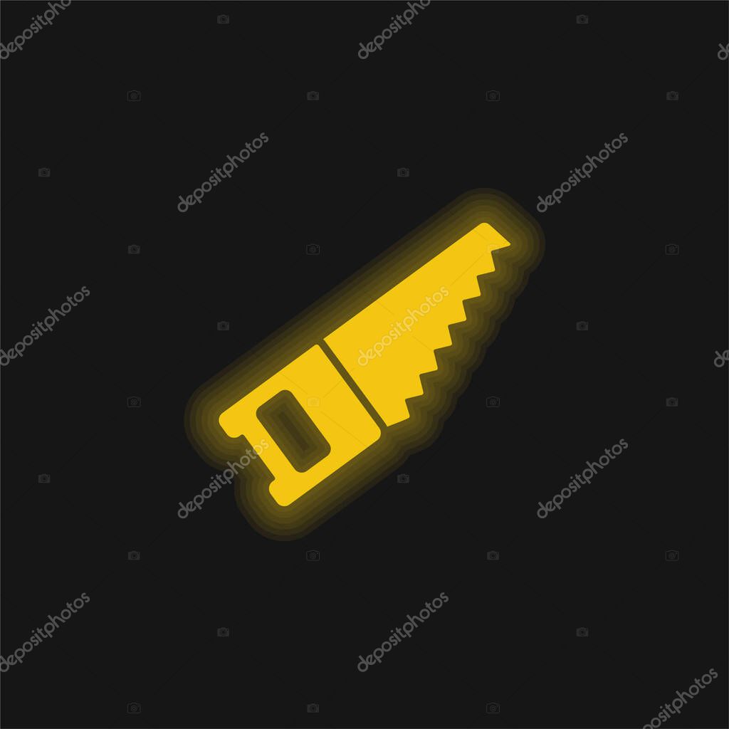 Band Saw yellow glowing neon icon