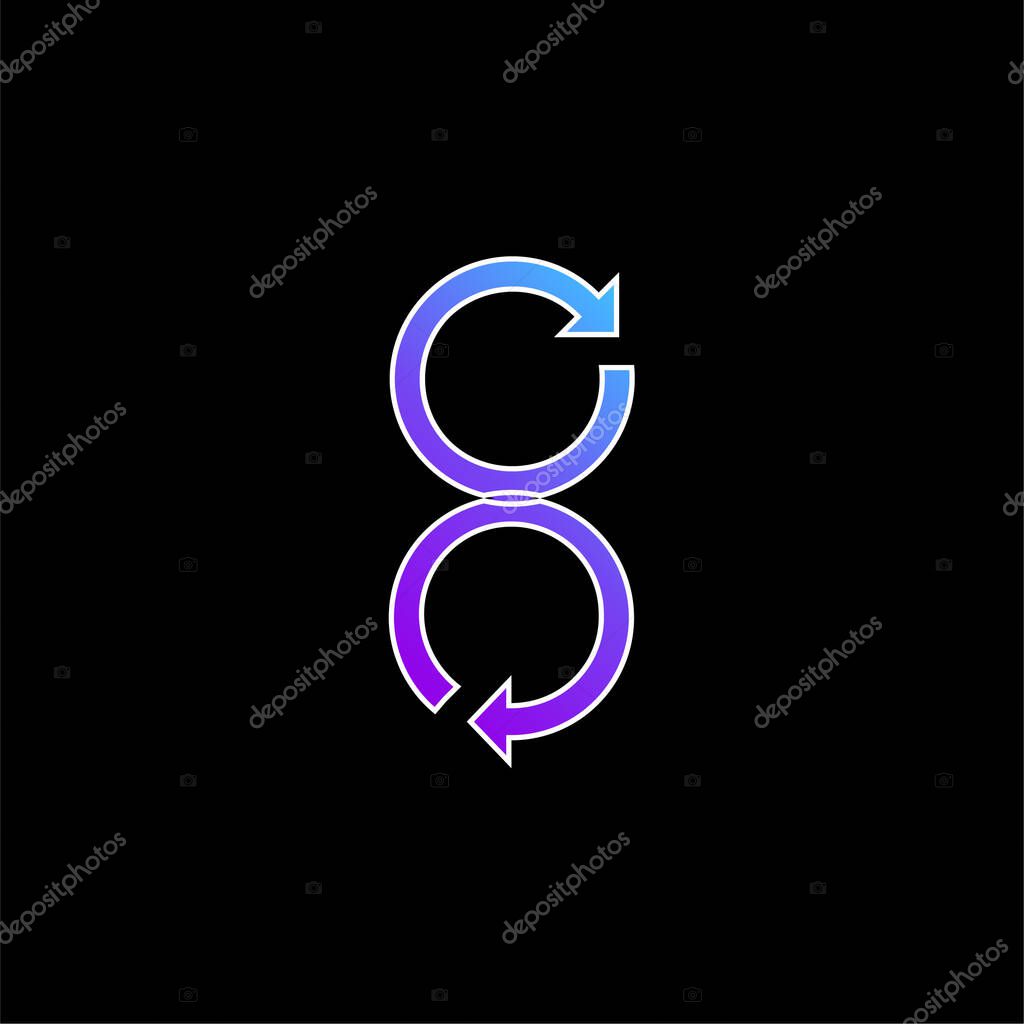 Arrows Rotating In Opposite Directions blue gradient vector icon